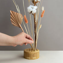 Load image into Gallery viewer, Dried Flowers Kit - 'Harvest Glow' Bouquet, includes Natural Circle Flower Stand (Floribana)