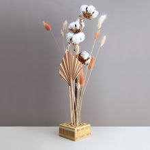 Load image into Gallery viewer, Dried Flowers Kit - 'Harvest Glow' Bouquet, includes Natural Square Flower Stand (Floribana)