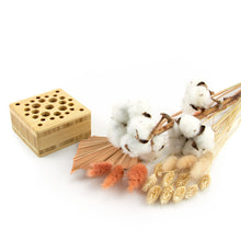 Load image into Gallery viewer, Dried Flowers Kit - 'Harvest Glow' Bouquet, includes Natural Square Flower Stand (Floribana)