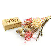 Load image into Gallery viewer, Dried Flowers Kit - 'Midsummer Frolic' Bouquet, includes Natural Oblong Flower Stand (Floribana)