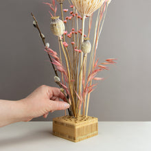 Load image into Gallery viewer, Dried Flowers Kit - 'Midsummer Frolic' Bouquet, includes Natural Square Flower Stand (Floribana)