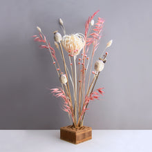 Load image into Gallery viewer, Dried Flowers Kit - 'Midsummer Frolic' Bouquet, includes Caramel Square Flower Stand (Floribana)