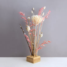 Load image into Gallery viewer, Dried Flowers Kit - 'Midsummer Frolic' Bouquet, includes Natural Square Flower Stand (Floribana)