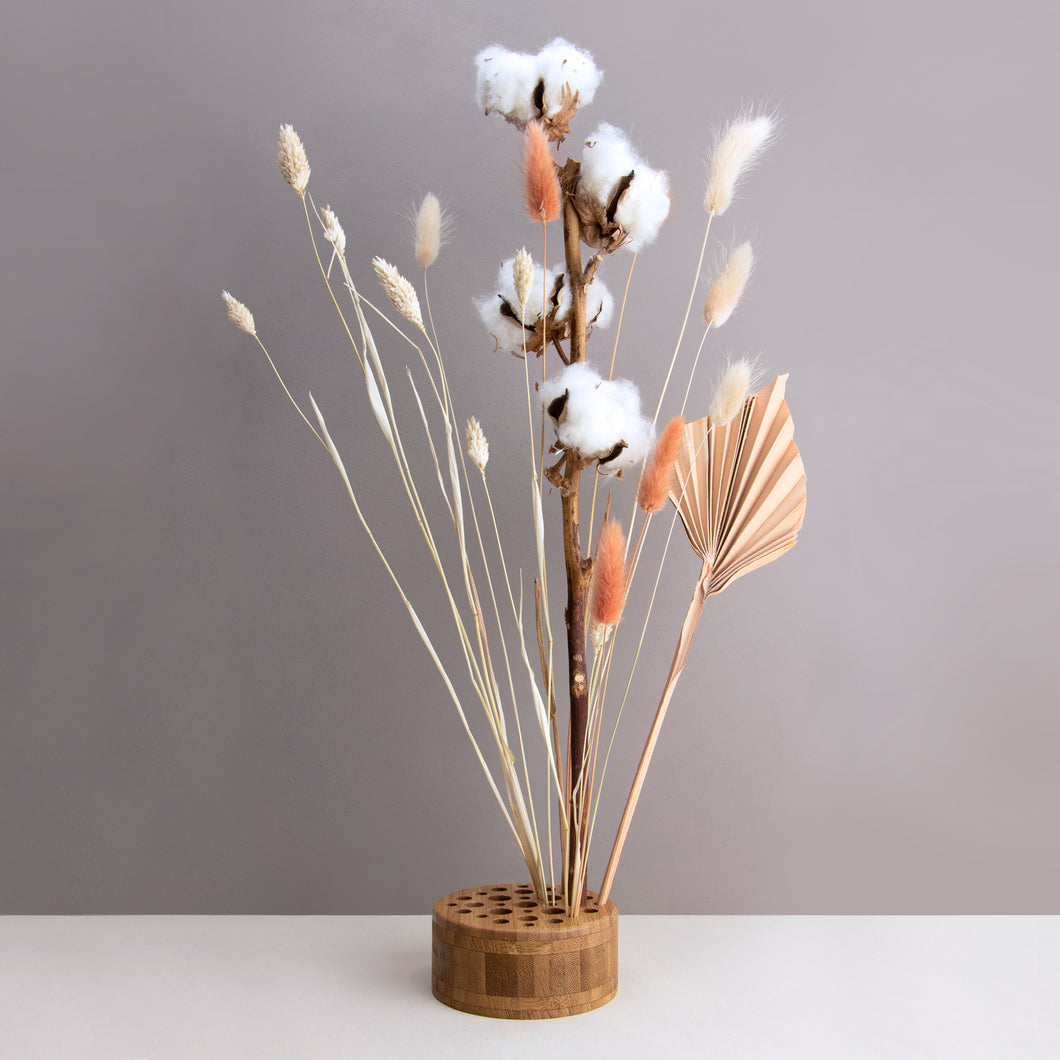 Dried Flowers Kit - 'Harvest Glow' Bouquet, includes Caramel Circle Flower Stand (Floribana)