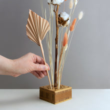 Load image into Gallery viewer, Dried Flowers Kit - &#39;Harvest Glow&#39; Bouquet, includes Caramel Square Flower Stand (Floribana)
