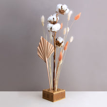 Load image into Gallery viewer, Dried Flowers Kit - &#39;Harvest Glow&#39; Bouquet, includes Caramel Square Flower Stand (Floribana)
