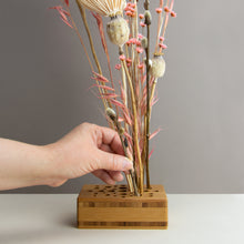 Load image into Gallery viewer, Dried Flowers Kit - &#39;Midsummer Frolic&#39; Bouquet, includes Caramel Oblong Flower Stand (Floribana)
