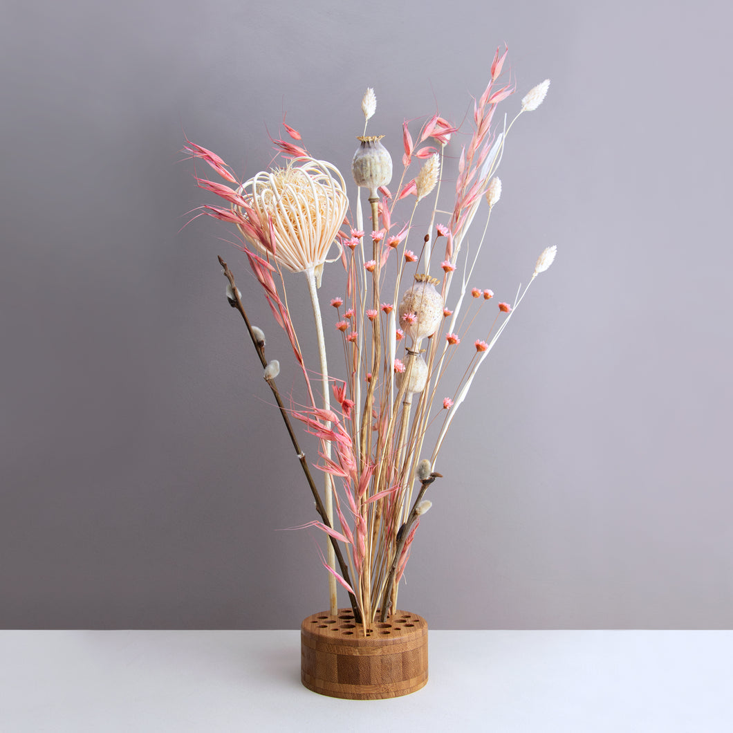 Dried Flowers Kit - 'Midsummer Frolic' Bouquet, includes Caramel Circle Flower Stand (Floribana)