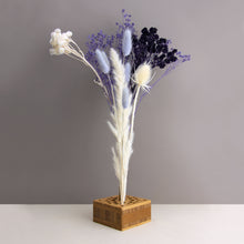 Load image into Gallery viewer, Dried Flowers Kit - &#39;Moonbeam Drift&#39; Bouquet, includes Caramel Square Flower Stand (Floribana)
