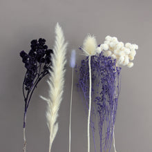 Load image into Gallery viewer, Dried Flowers Kit - &#39;Moonbeam Drift&#39; Bouquet, includes Caramel Square Flower Stand (Floribana)
